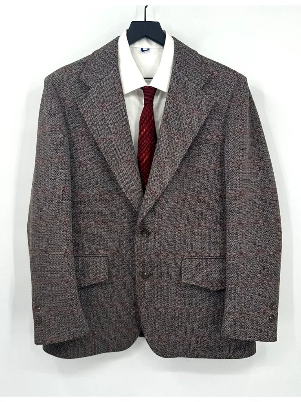 vintage 70s JACKET BLAZER SPORT COAT 44R disco polyester ron burgundy anchorman